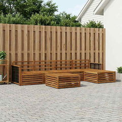 Outdoor Sofa Set 6 pcs Natural Solid Acacia Wood Wooden frame with black rope