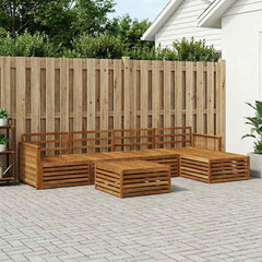 Outdoor Sofa Set 6 pcs Natural Solid Acacia Wood Wooden frame with coffee rope