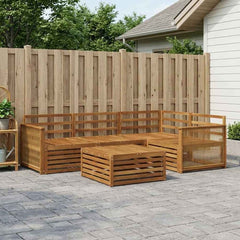 Outdoor Sofa Set 5 pcs Natural Solid Acacia Wood Wooden frame with coffee rope