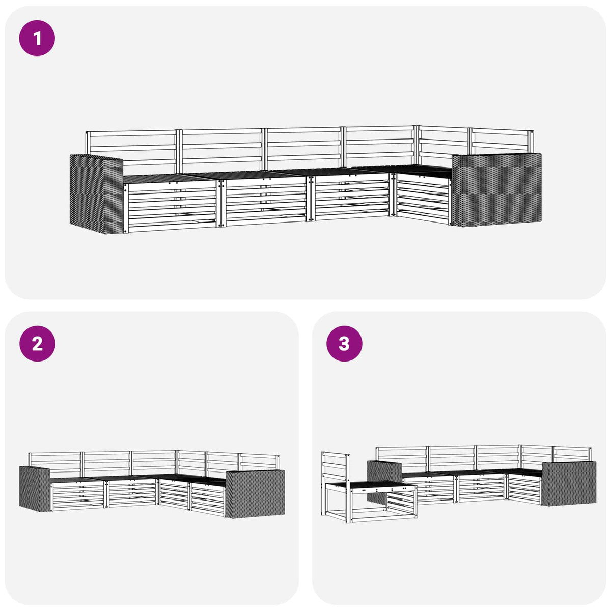 vidaXL Outdoor Sofa Set 5 pcs Natural 331 x 172.5 x 73 cm 6
