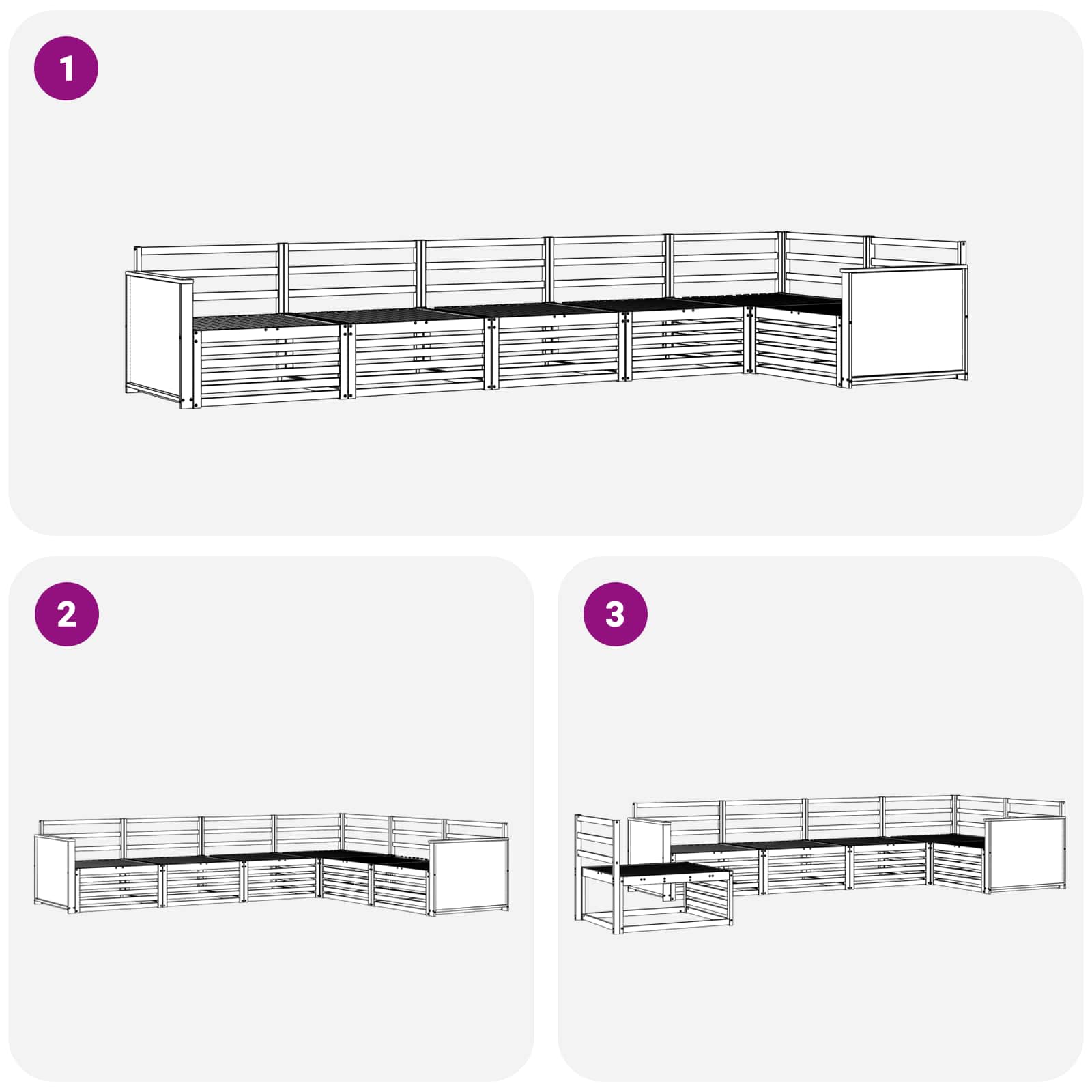 vidaXL Outdoor Sofa Set 6 pcs Natural 406 x 168.5 x 73 cm 6