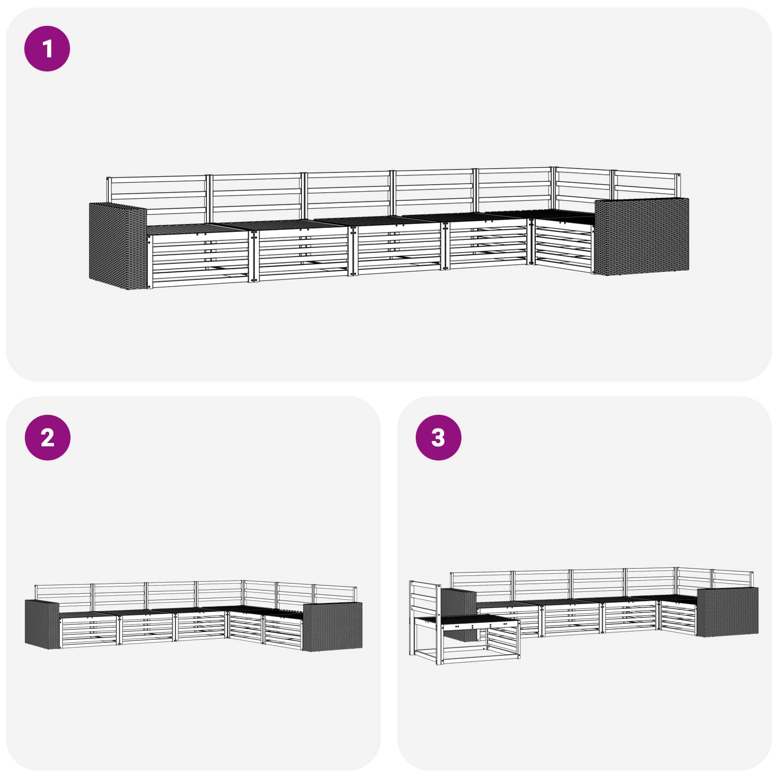 vidaXL Outdoor Sofa Set 6 pcs Natural 402 x 172.5 x 73 cm 6