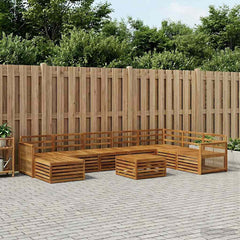 Outdoor Sofa Set 9 pcs Natural Solid Acacia Wood Wooden frame with coffee rope