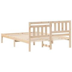 Bed Frame with Headboard Solid Pine Wood Length 190 cm Natural 140 cm