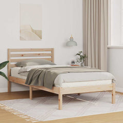 Bed Frame with Headboard Brown Solid Pine Wood Natural Length 200 cm 100 cm