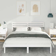 Bed Frame with Headboard Solid Pine Wood White Length 200 cm 160 cm