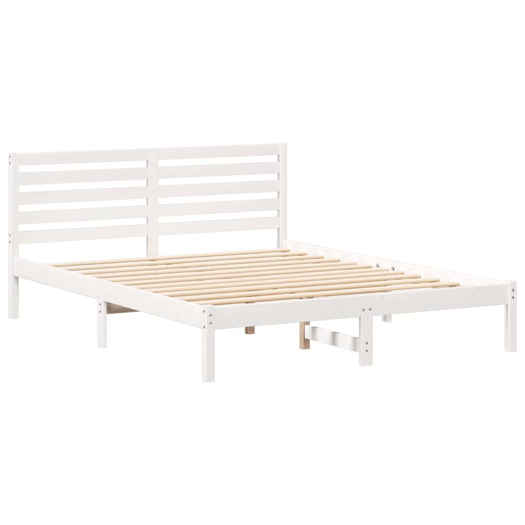 Bed Frame with Headboard Solid Pine Wood White Length 200 cm 160 cm