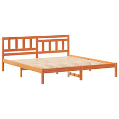 Bed Frame with Headboard Solid Pine Wood Wax Brown Length 200 cm 140 cm