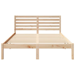 Bed Frame with Headboard Brown Solid Pine Wood Natural Length 200 cm 120 cm