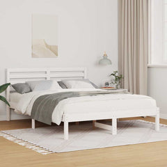Bed Frame with Headboard Solid Pine Wood White Length 200 cm 120 cm