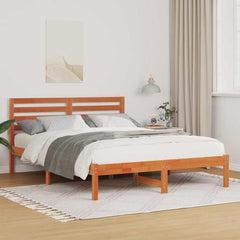 Bed Frame Headboard Solid Pine Wood Wax Brown Length