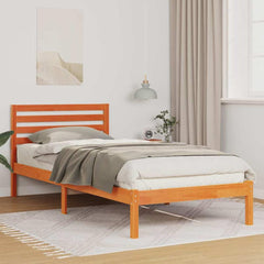 Bed Frame Headboard Solid Pine Wood Wax Brown Length