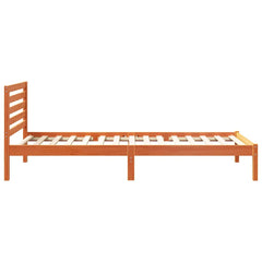 Bed Frame with Headboard Solid Pine Wood Wax Brown Length 210 cm 90 cm
