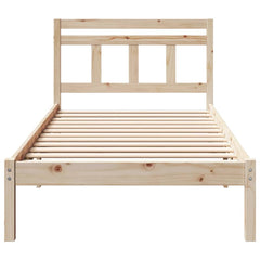 Bed Frame Brown Solid Pine Wood Length 200 cm Natural 100 cm