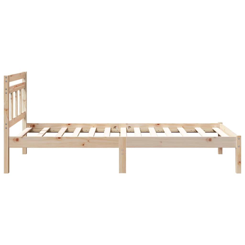 Bed Frame Brown Solid Pine Wood Length 200 cm Natural 100 cm
