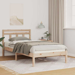 Bed Frame Brown Solid Pine Wood Length 190 cm Natural 75 cm