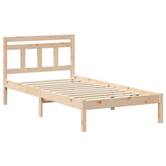 Bed Frame Brown Solid Pine Wood Length 190 cm Natural 75 cm