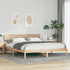 Bed Frame Brown Solid Pine Wood Length 200 cm Natural 180 cm