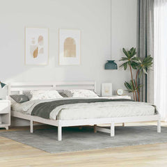 Bed Frame Solid Pine Wood Length White