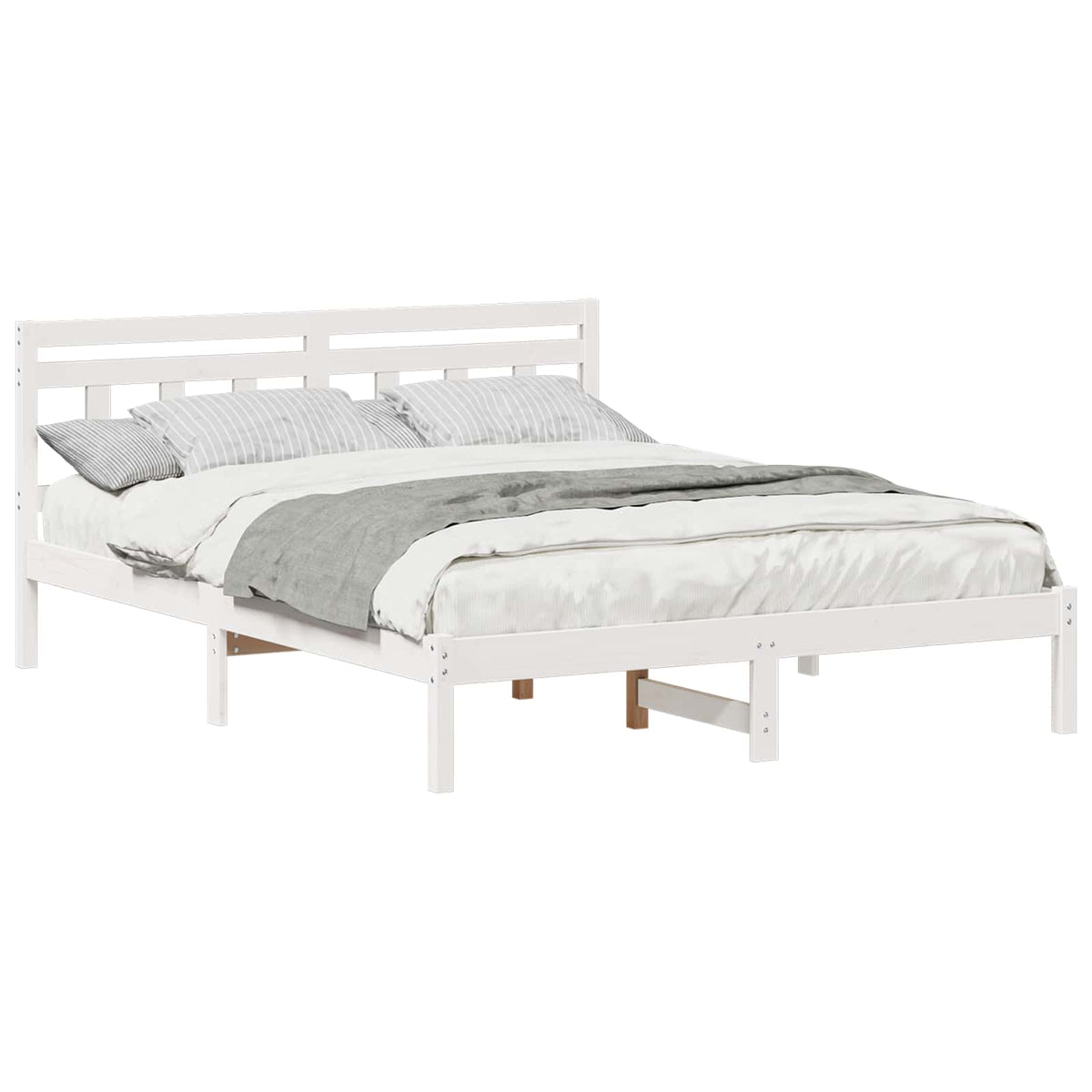 Bed Frame Solid Pine Wood Length 200 cm White 140 cm