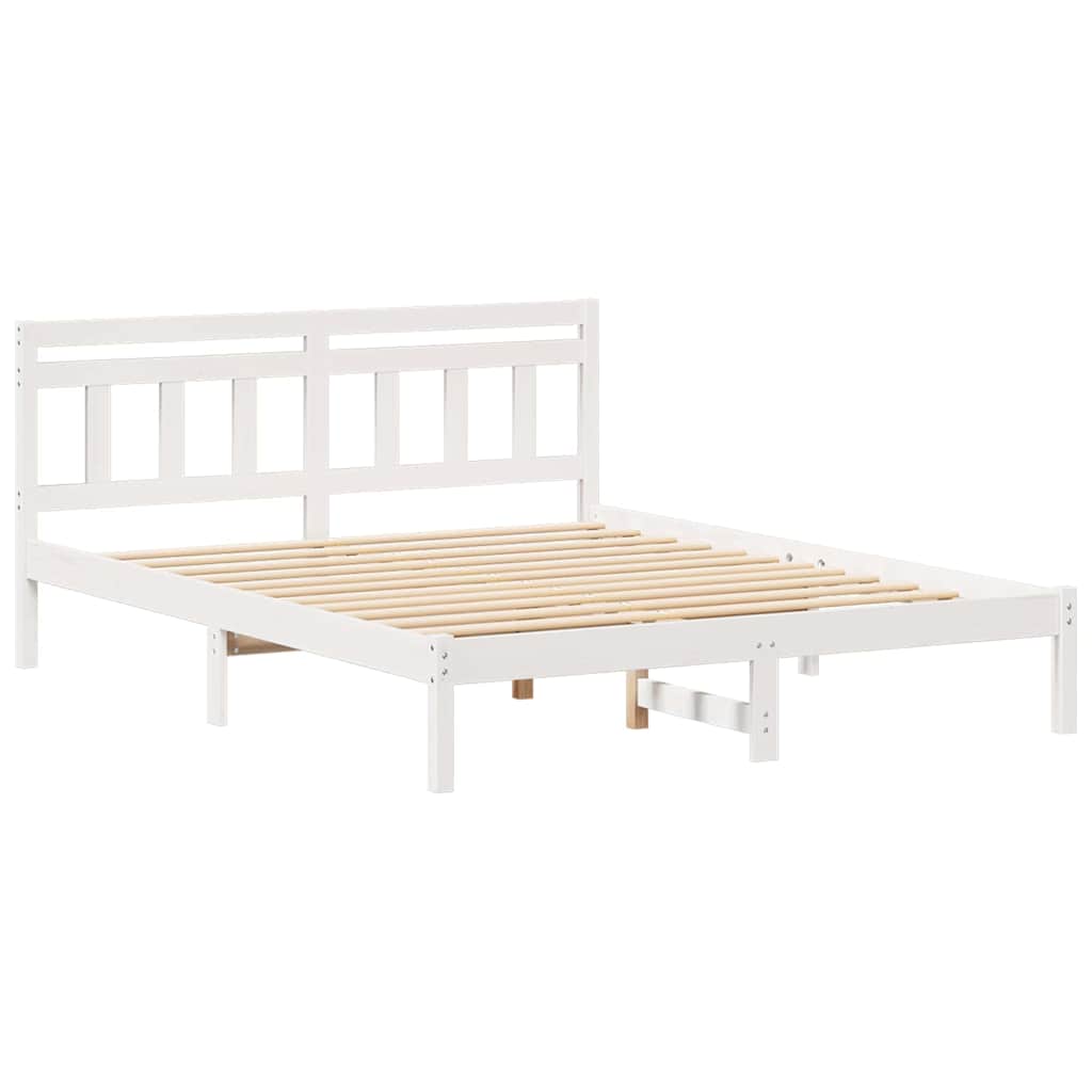 Bed Frame Solid Pine Wood Length 200 cm White 140 cm