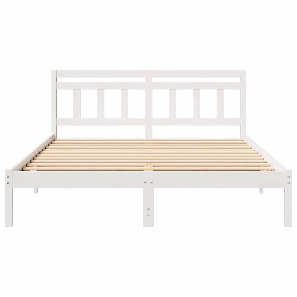 Bed Frame Solid Pine Wood Length 200 cm White 140 cm