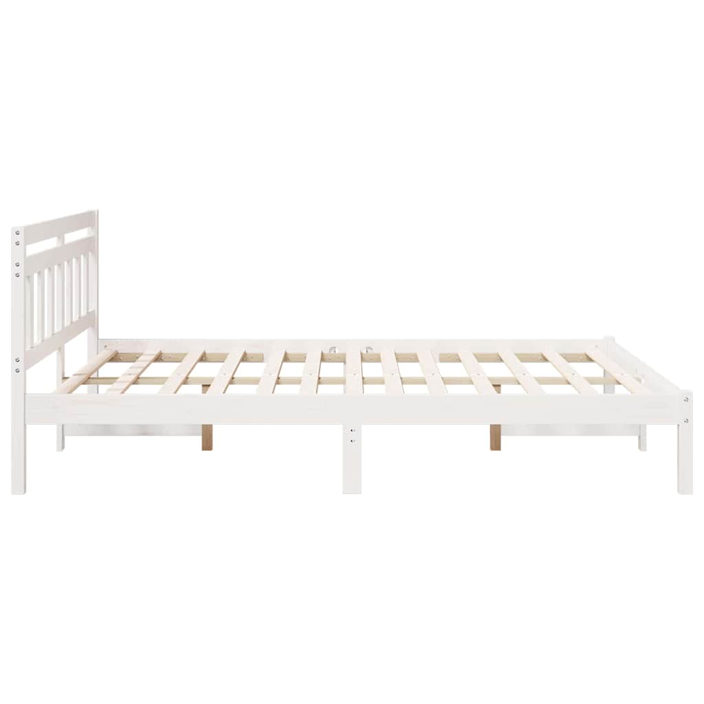 Bed Frame Solid Pine Wood Length 200 cm White 140 cm