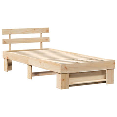 Bed Frame with Headboard Solid Pine Wood Length 190 cm Brown 90 cm