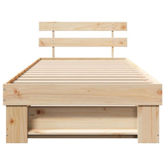Bed Frame with Headboard Solid Pine Wood Length 190 cm Brown 90 cm