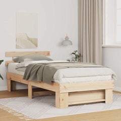 Bed Frame with Headboard Solid Pine Wood Length 190 cm Brown 75 cm