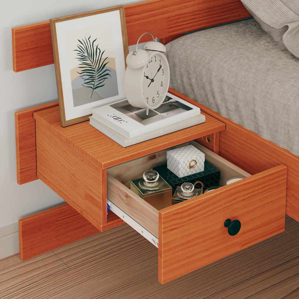 Bed Frame with Headboard Brown Solid Pine Wood Length 200 cm Wax Brown 100 cm