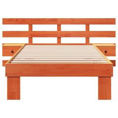 Bed Frame with Headboard Brown Solid Pine Wood Length 200 cm Wax Brown 100 cm
