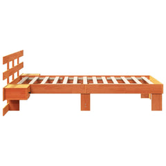 Bed Frame with Headboard Brown Solid Pine Wood Length 200 cm Wax Brown 100 cm