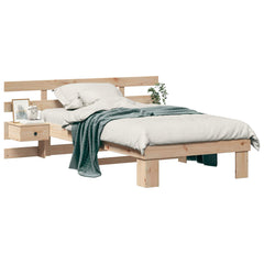 Bed Frame with Headboard Solid Pine Wood Length 200 cm Brown 90 cm