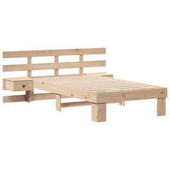 Bed Frame with Headboard Solid Pine Wood Length 200 cm Brown 90 cm