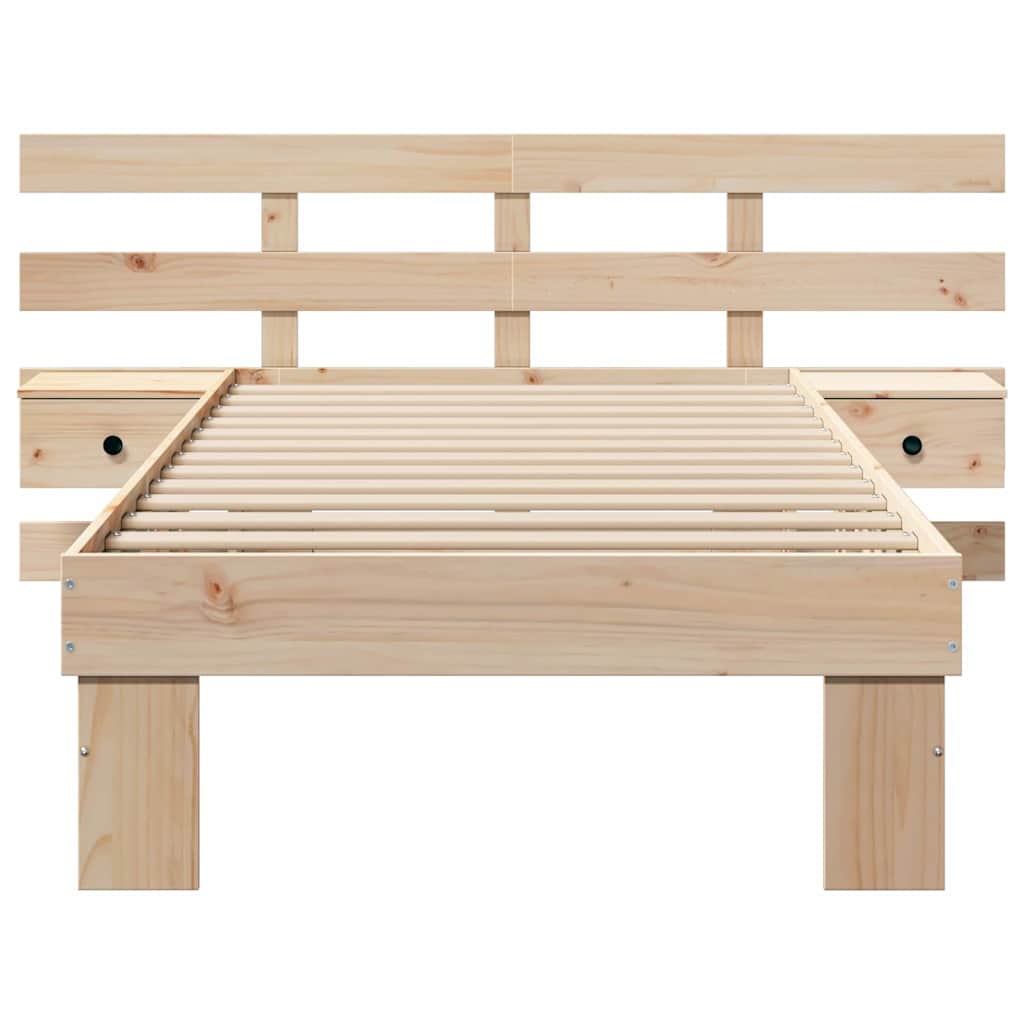 Bed Frame with Headboard Solid Pine Wood Length 200 cm Brown 90 cm