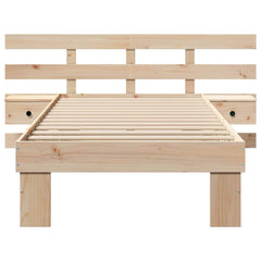 Bed Frame with Headboard Solid Pine Wood Length 200 cm Brown 90 cm