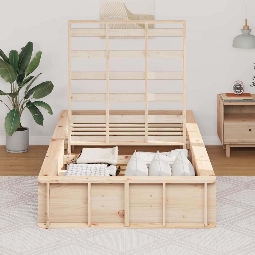 Bed Frame Solid Pine Wood Length 190 cm Natural 75 cm