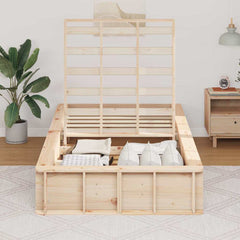 Bed Frame Solid Pine Wood Length 190 cm Natural 75 cm