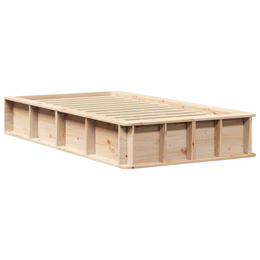 Bed Frame Solid Pine Wood Length 190 cm Natural 75 cm
