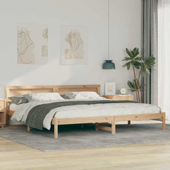 Bed Frame with Headboard Brown Solid Pine Wood Length 200 cm Natural 180 cm