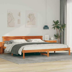 Bed Frame Headboard Solid Pine Wood Length Wax Brown