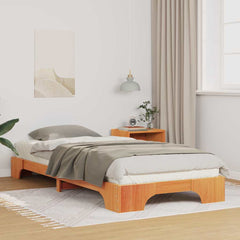 Bed Frame Brown Solid Pine Wood Wax Length