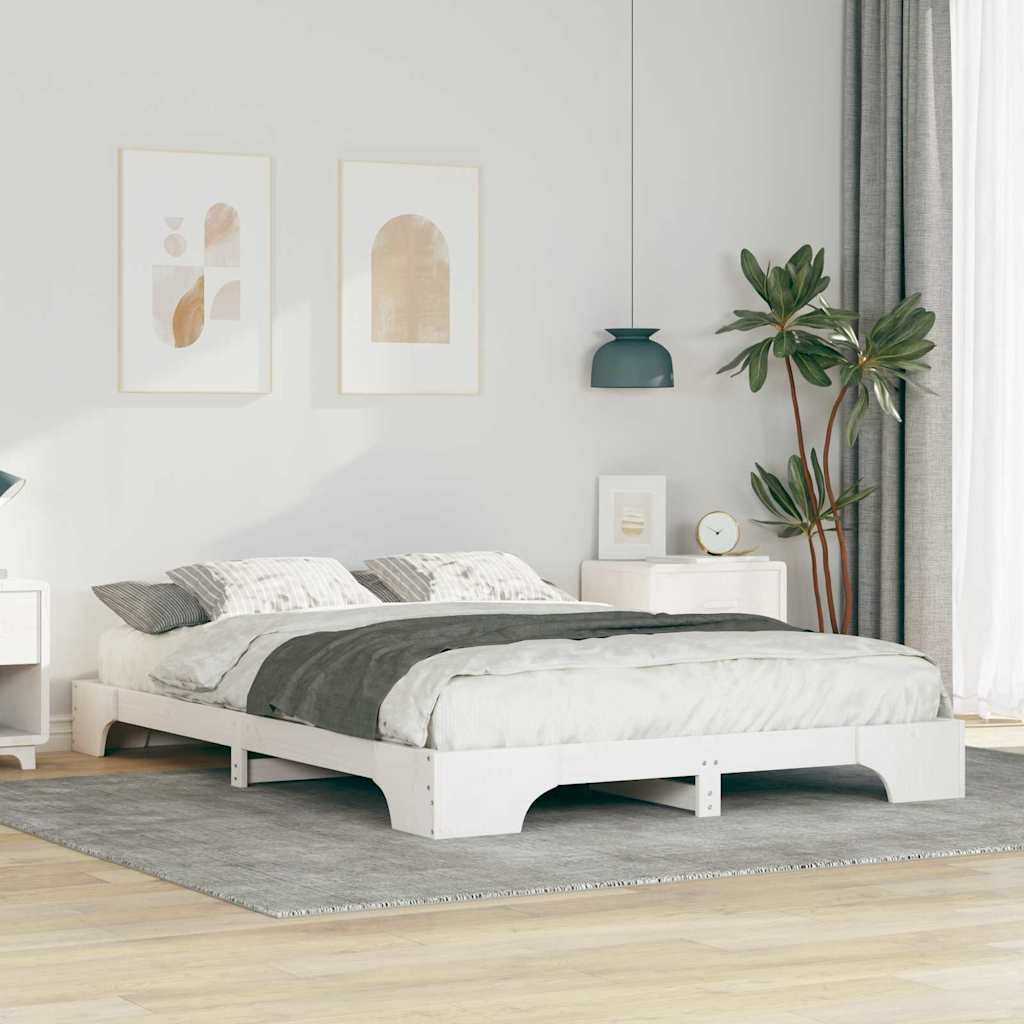 Bed Frame Solid Pine Wood White Length