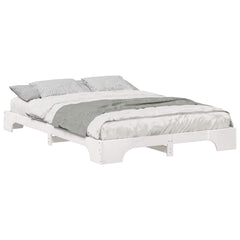 Bed Frame Solid Pine Wood White Length 220 cm 140 cm