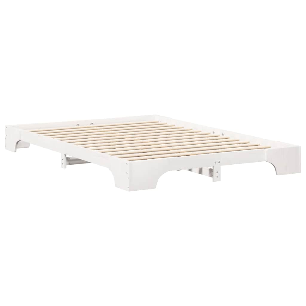 Bed Frame Solid Pine Wood White Length 220 cm 140 cm