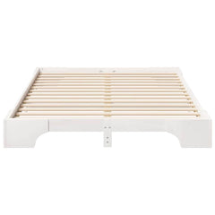 Bed Frame Solid Pine Wood White Length 220 cm 140 cm
