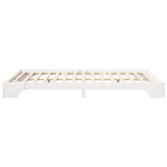 Bed Frame Solid Pine Wood White Length 220 cm 140 cm