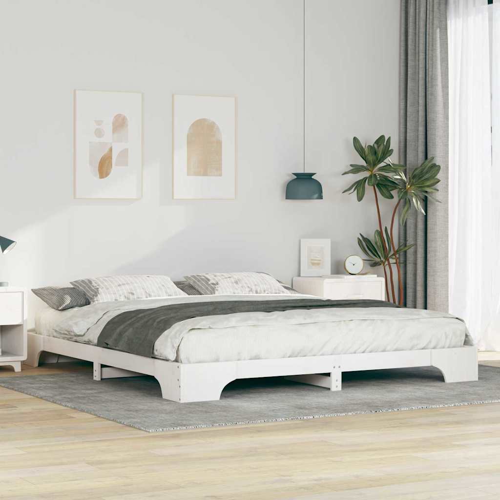 Bed Frame Solid Pine Wood White Length