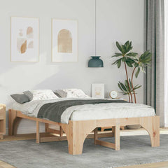 Bed Frame Brown Solid Pine Wood Natural Length 200 cm 120 cm